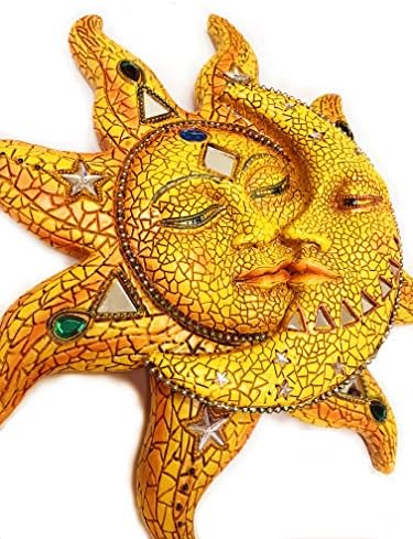 George S. Chen Imports Polyresin Orange Mosaic Face Sun with Yellow Mosaic Moon, 13", Multicolor (SS-G-63046)