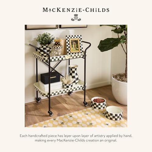 MACKENZIE-CHILDS 5x7 Picture Frame, Black-and-White Courtly Check | Fits 5x7 photos, made from enameled steel with glass pane, linen easel back
