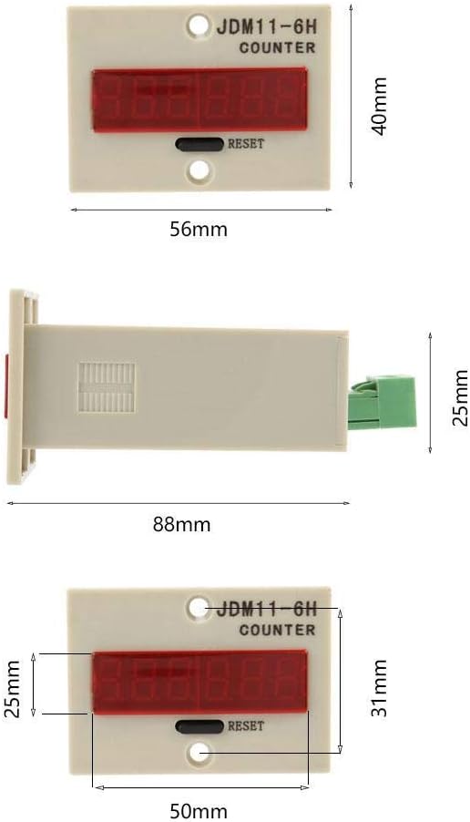 Hilitand 6 Digit Electronic Counter, JDM11-6H, Black, DC 12V/24V/36V