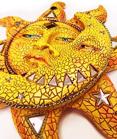 George S. Chen Imports Polyresin Orange Mosaic Face Sun with Yellow Mosaic Moon, 13", Multicolor (SS-G-63046)