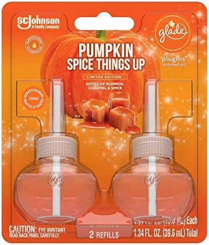 Glade Scented Oil Refills - Pumpkin Spice Things Up - Holiday Collection 2020-2 Count Oil Refills Per Package - Pack of 2 Packages