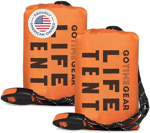 Survival Life Tent • 2 Person Mylar Emergency Shelter Tube Tent + Paracord • All-Weather Protection for Camping, Hiking, & Survival Kits • Includes Emergency Whistle