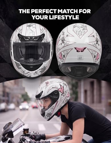 Full Face Motorcycle Helmet Adult ATV Helmet DOT Approved | Ultra-Lightweight, with Anti-Fog Visor, Breathable Liner, For Street Bike