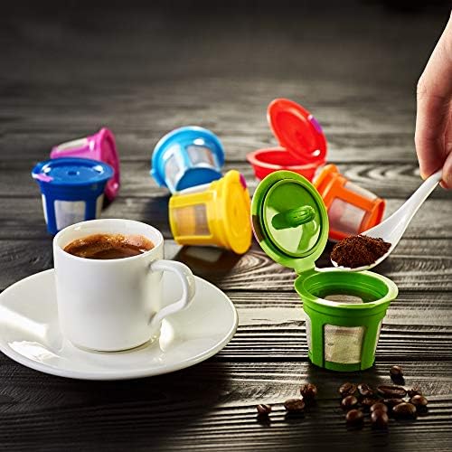 7 Pack Reusable K Cups for Keurig Coffee Makers – BPA-Free Refillable Coffee Pods, 7 Colors – Compatible with Keurig Brewers