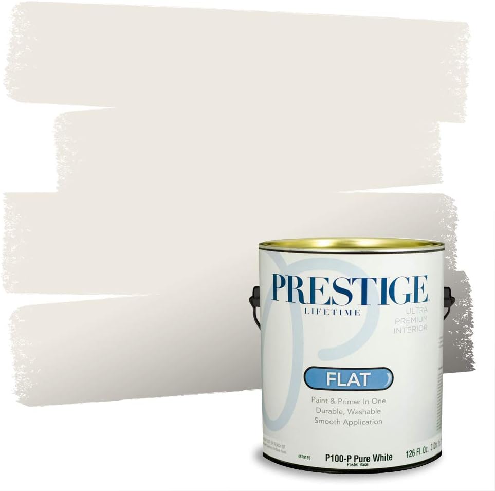 PRESTIGE Paints Exterior Paint and Primer In One, 1-Gallon, Semi-Gloss, Comparable Match of Sherwin Williams* Pure White*