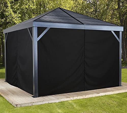 Sojag Set of 4 12' x 12' Curtains for South Beach Outdoor Gazebo - Black