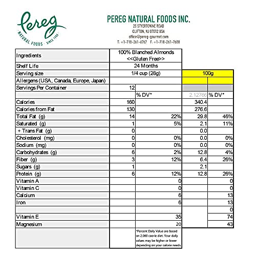 Pereg Blanched Almond Flour - Gluten Free, Keto Friendly, Finely Sifted - Wheat Free Flour, Multi-Purpose Flour & All Purpose Flour Alternative