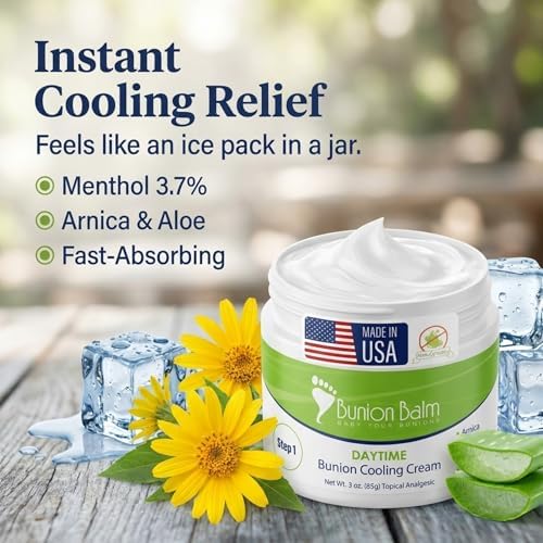 Bunion Balm Day Cream for Sensitive Bunions, Arnica and Menthol, Step 1 | Natural Hallux Valgus Salve for Daily Comfort