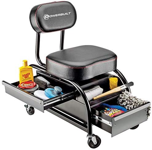 Powerbuilt 2-in-1 Rolling Creeper Seat Converts from High to Low Roller Seat, Fast, Tool-Free Conversion, Garage, Shop, Brake Jobs, Washing, Detailing