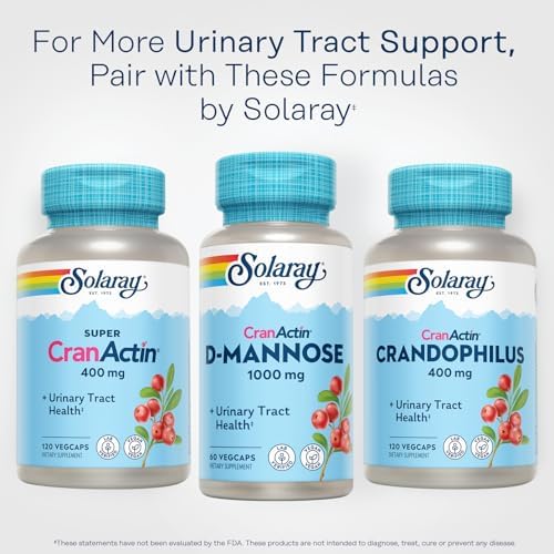 SOLARAY D-Mannose with CranActin Cranberry 400 mg, 60 VegCaps | Urinary Tract & Bladder Support - D-Mannose, CranActin Cranberry & Vitamin C - 30 Servings - Vegan, Lab Verified