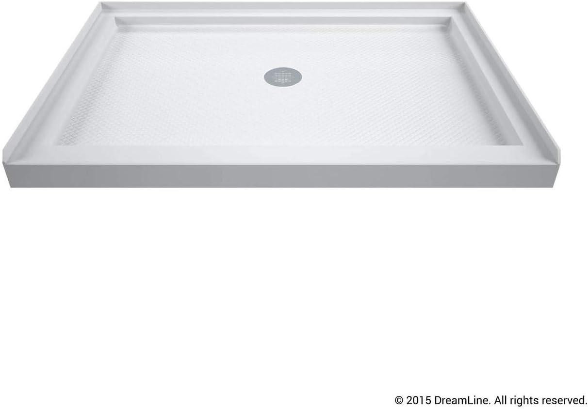 DreamLine 32 in. D x 32 in. W x 76 3/4 in. H Center Drain Acrylic Shower Base and QWALL-5 Backwall Kit In White, DL-6195C-01
