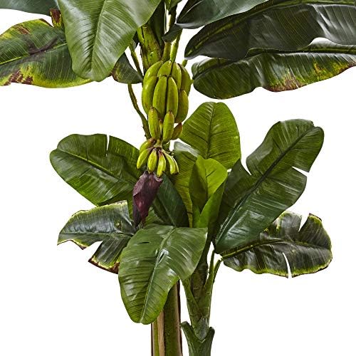 Nearly Natural 5ft. Double Stalk Banana Tree in White Planter