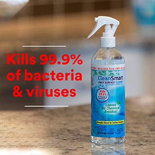 CleanSmart Daily Surface Cleaner and Pet-Safe Disinfectant, 23 oz (2 pack) | Hypochlorous Acid Spray Kills 99.9% of Viruses and Bacteria, No Harsh Residue, Food Contact Surface Sanitizer, No Rinse
