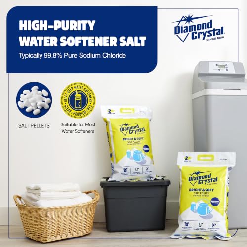 Diamond Crystal 50 lb. Water Softener Salt, Bright & Soft Series, Pellets, 99.8% Purity (Оne Расk)