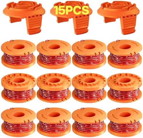 Eventronic 15 Pack (WA0010) Trimmer Line Spool for Worx Weed Eater | Durable 0.065" Auto-Feed String Trimmer Refills