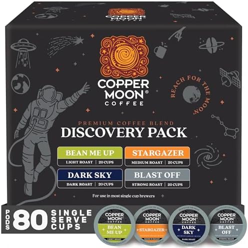 Copper Moon K-Cup Coffee Pods, Medium Roast, Costa Rican Blend, 80 Count | Single Serve, Vegan, Allergen Free, Non-GMO, Kosher, Small Batch Roasted, Vegetarian, Compatible with Keurig K Cup Brewers