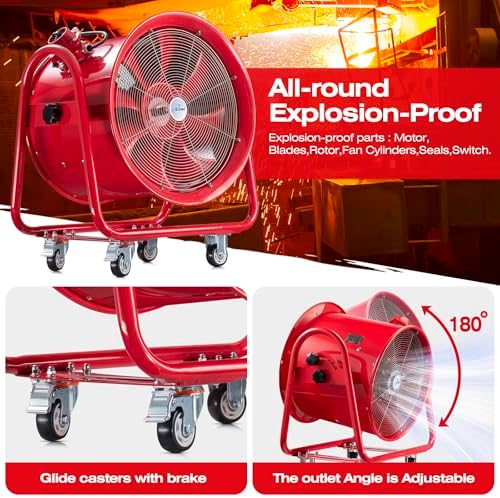 iLiving - ILG8EF12EX Explosion Proof Utility High Velocity Blower, Fume Extractor, Portable Exhaust and Ventilator Fan, Air Ventilation with 2720 CFM