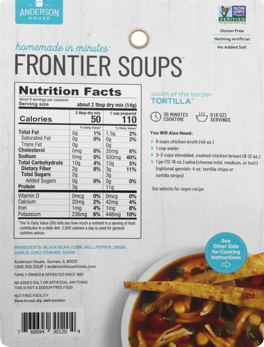 Frontier Soups Homemade In Minutes Soup Mix, South of The Border Tortilla, 4.5 Ounce