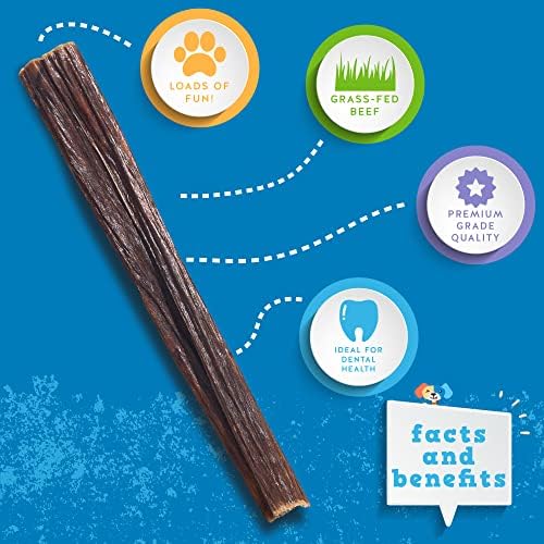 Jack&Pup Gullet Sticks for Dogs, 6" Esophagus Dog Treats (40 Pack)