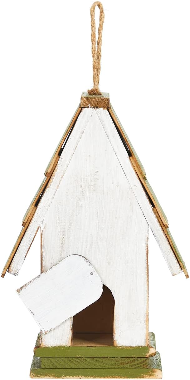Glitzhome Bird Houses for Outside,10" H Rustic Wooden Bird House Garden Distressed Decorative Birdhouse for Outdoors, Hanging Birdhouse for Bluebird Hummingbird Wren Finch Cardinals Cedar