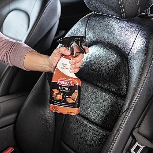 Weiman Leather Cleaner, Polish and Conditioner for Furniture, Car, Purses, Shoes, Boots and Couches- Micro Fiber Towel Included, 22oz