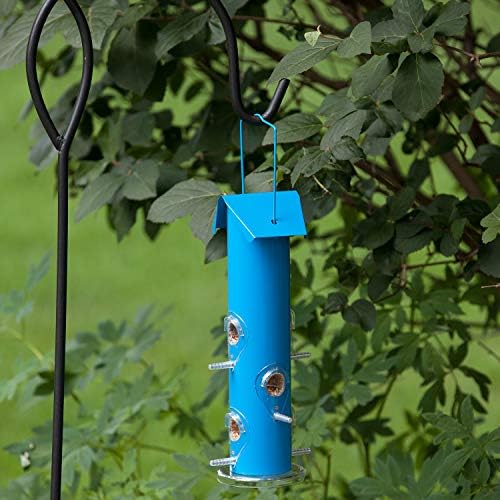 Perky-Pet Blue Metal Tube Wild Bird Feeder - 1 lb Capacity for Wild Bird Seed - Durable Construction - 391