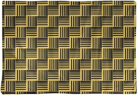 Dana Strider Black & Color Basketweave Stripes Table Placemat, 18 x 14, Yellow