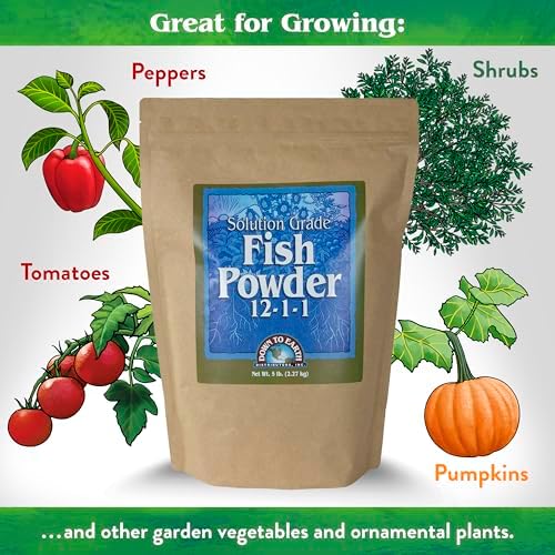 Down To Earth All Natural Fertilizers Solution Grade Fish Powder - 1 lb | Organic Water Soluble Nitrogen, Makes up to 50 Gallons of Liquid Fish Fertilizer for Soil or Foliar Spray 12-1-1