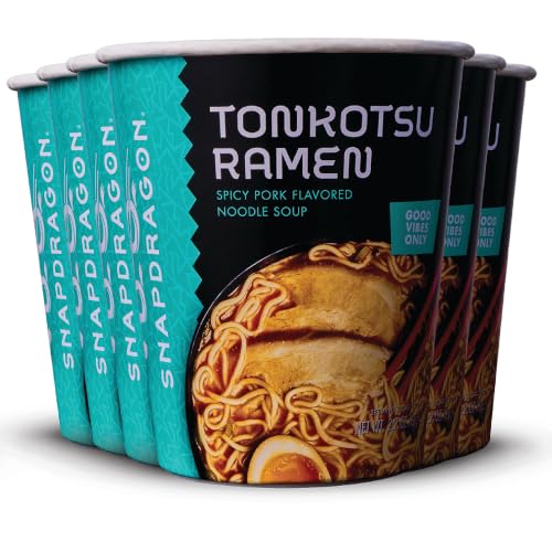 Snapdragon Miso Ramen Cup Noodles - 6 Pack Instant Ramen Bowl with Authentic Wheat Noodles, Soup Sauce Base