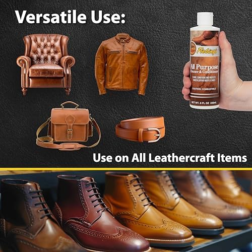Fiebing's Leather Cleaner & Conditioner (8 oz) - All Purpose Wax-Free Color Safe Formula Protects & Strengthens All Leather - Prevents Molding
