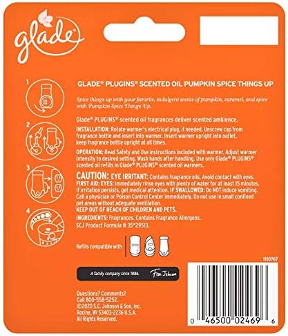 Glade Scented Oil Refills - Pumpkin Spice Things Up - Holiday Collection 2020-2 Count Oil Refills Per Package - Pack of 2 Packages