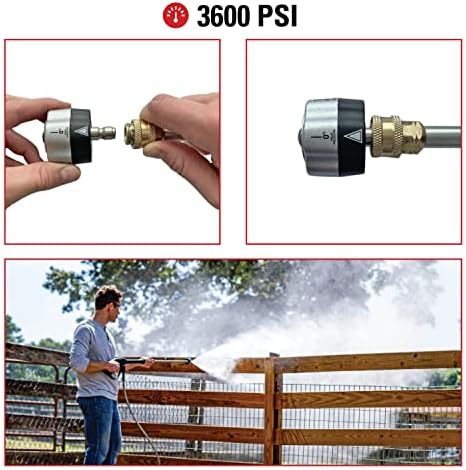Simpson 3600 PSI 5-in-1 Quick Connect Pressure Washer Nozzle, 80142 | No More Swapping Nozzles, 5 Spray Patterns (0°, 15°, 25°, 40°