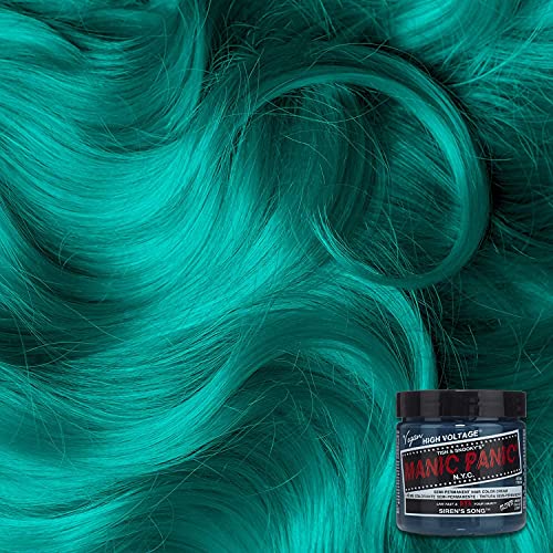 MANIC PANIC Classic Siren's Song Semi Permanent Hair Color - Neon Blue-Green Hair Dye for Women & Men That Lasts 4-6 Weeks - Vegan