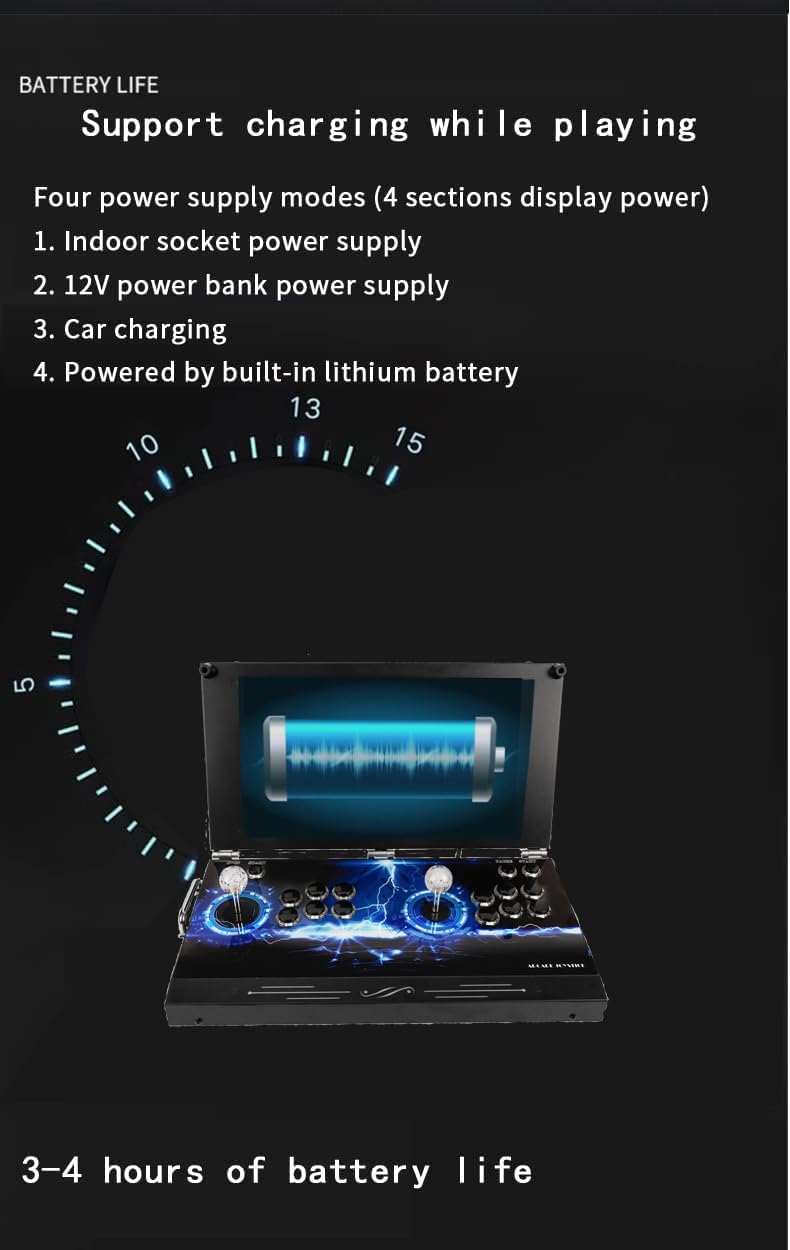 TOJASDN 30000 in 1 Portable Arcade Game Console 17.5-inch HD Screen Dual Players Pandoras Box 80S