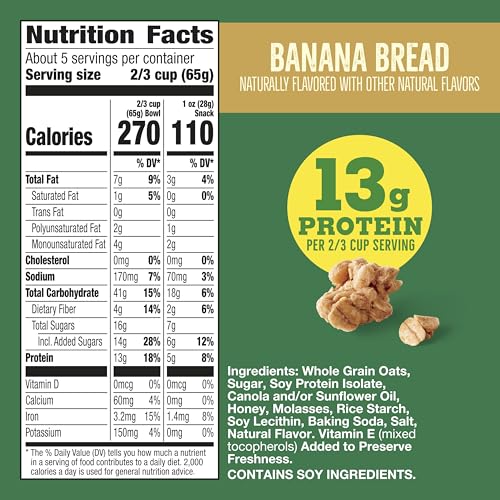 Nature Valley Oats & Honey Protein Granola, Resealable Pouch, 11 oz | 13g Protein & 33g Whole Grain per Serving, Good Source of Fiber, No Artificial Flavors or Colors