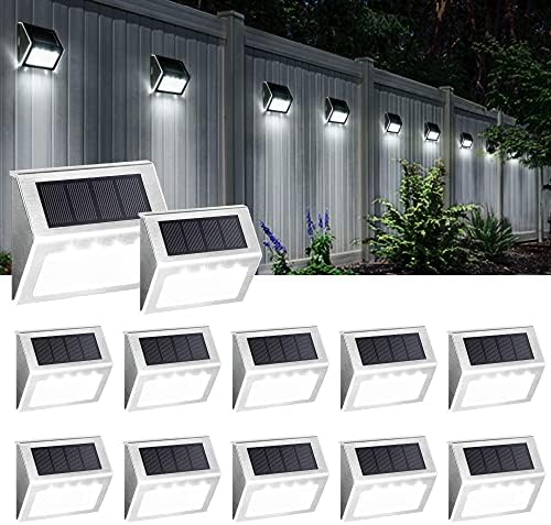 SOLPEX Solar Fence Lights, 12 Pack, Waterproof, Cold White