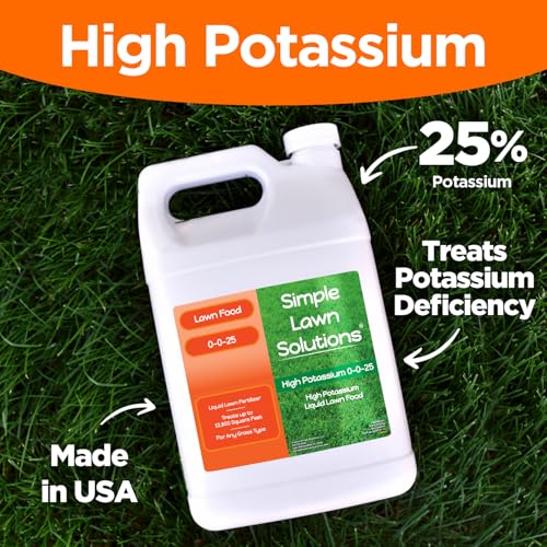 Simple Lawn Solutions - High Potassium Lawn Food Liquid Fertilizer 0-0-25 - Concentrated Spray - Turf Grass Vigor and Plant Hardiness - Summer and Fall - Any Grass Type (32 Ounce)