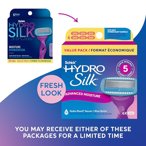 Schick Hydro Silk Moisture Razor Blade Refills, 4 Count | 5-Blade Moisturizing Razors for Women | Womens Moisturizing Razor Refills
