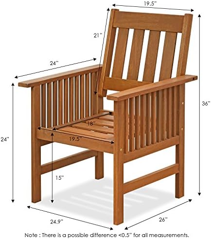 Furinno TIOMAN Patio Chair, Mediterranean Outdoor Lawn Chair, Armchair with Cushion, for Patio, Garden, Porch, Natural