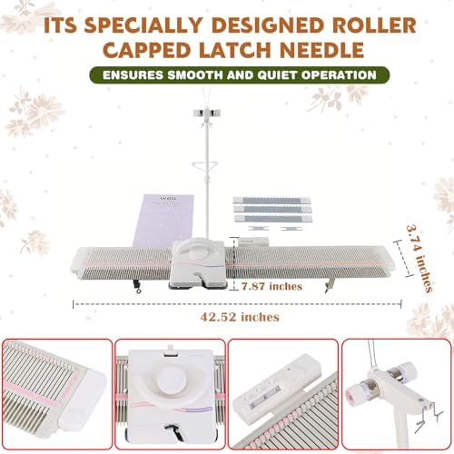 Knitting Machine, LK150 6.5mm Mid Gauge 150 Stitches Portable Plastic Domestic Smart Weaving Set with Accessories for Sock Hat Scarf