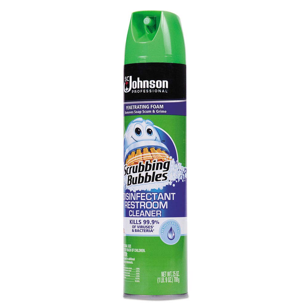 Scrubbing Bubbles 313358 Multi Surface Bathroom Cleaner, Clean Fresh Scent, 25 Oz Aerosol Can, 12/carton