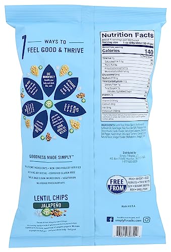 Simply 7 Lentil Chips, Jalapeno, 4-ounce Bags (Pack of 12)