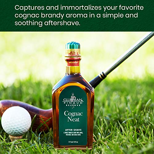 Clubman Reserve Cognac Neat After Shave Lotion for Men – Classic Aftershave Splash, Soothing Aftershave Care, 6 fl oz