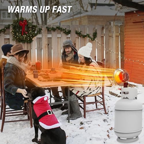 Single Tank Top Propane Heater, 15, 000 BTU Portable Radiant with Adjustable Heat Modes, Tip-Over Safety & Shut-Off Valve