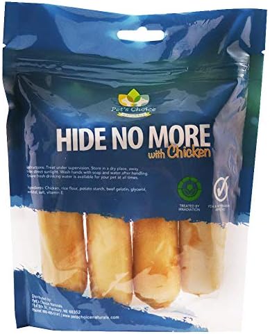 Pet’s Choice Pharmaceuticals HideNoMore, Rawhide Free Chicken Chew Treats for Dogs, 4-5" 4 ct