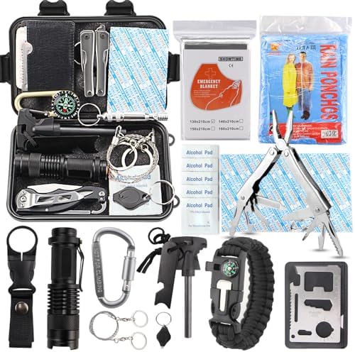EMDMAK Survival Kit Outdoor Emergency Gear Kit for Camping Hiking Travelling or Adventures