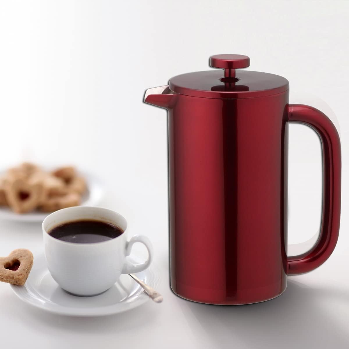 8-Cup Double Wall Insulated Stainless Steel French Coffee Press, 32-Ounce Durable Coffee Tea Maker with Stainless Steel Plunger, Copper