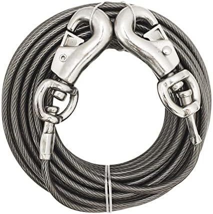 Boss Pet Products Prestige Super Beast XXL 40 Foot Heavy Duty Dog Tie Out Leash with Vinyl Coated Cable and Twin Swivel Snaps for Dogs Up to 250