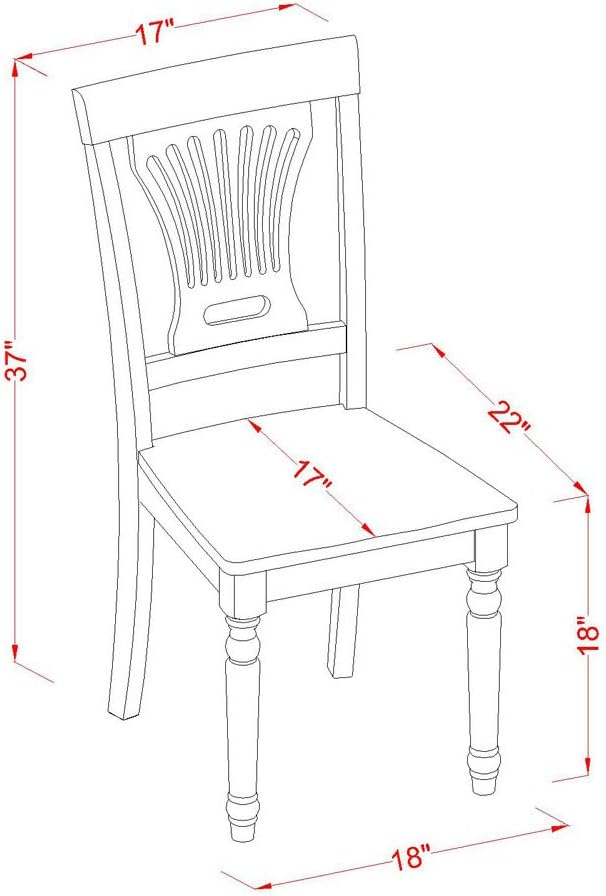 East West Furniture PVC-WHI-W Plainville Dining Chairs - Stylish Back Wood Seat Kitchen Chairs, Set of 2, Buttermilk & Cherry