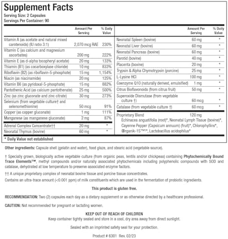 BIOTICS RESEARCH Bio Immunozyme Forte Multivitamin, Echinacea, Cayenne Pepper, Lactobacillus acidophilus, Botanicals, Probiotics, Amino Acids, Organs/Glandulars for Immune System Health 180 Capsules
